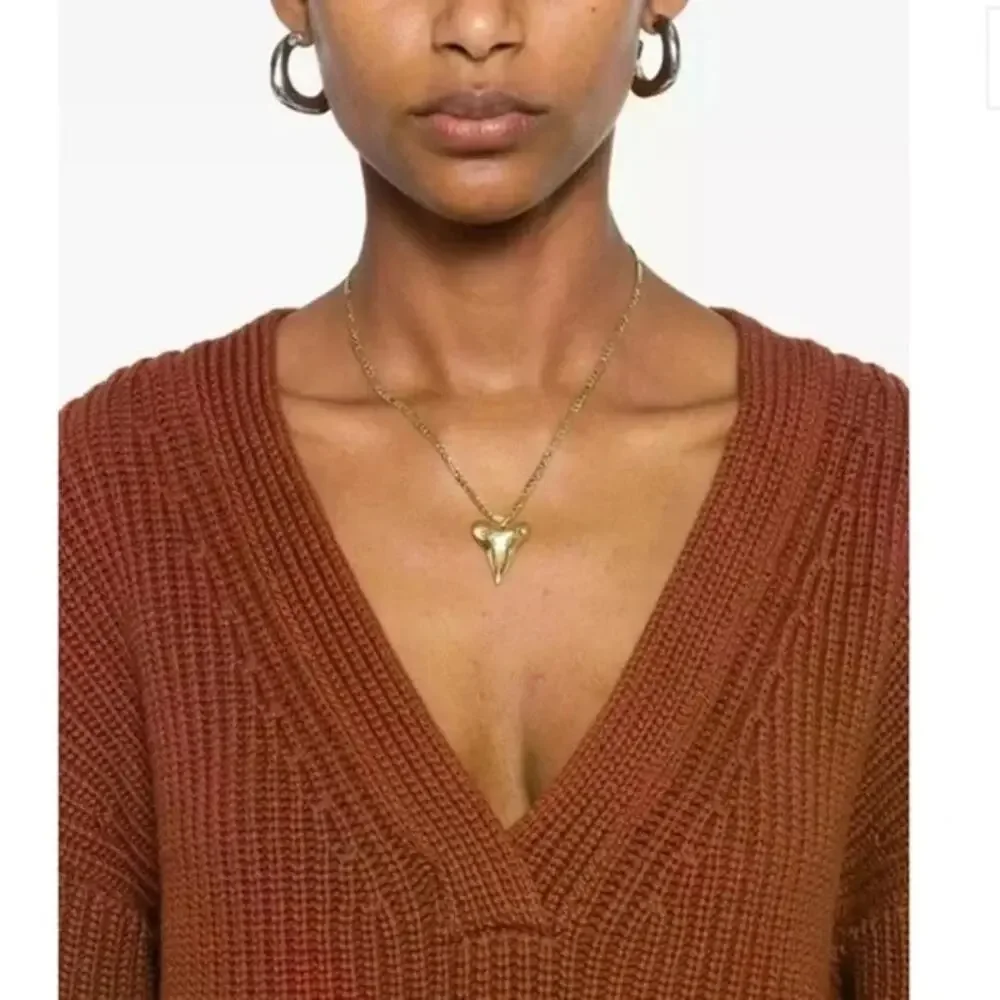 AYA MUSE Ribbed Sweater NWT Cinnamon Rust V Neck Revolve Size M